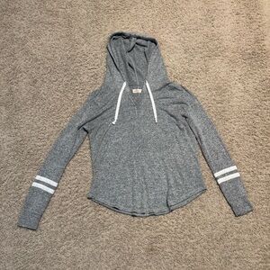 Hollister Gray Hooded Sweatshirt with White Stripes